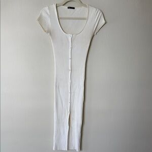 Zara Off-White Ribbed Knit Top